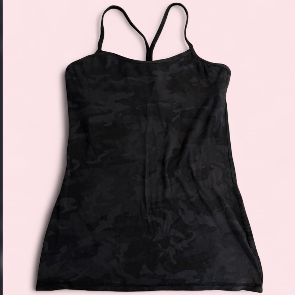 Lululemon Black Camo Racerback Built-In Bra Tank – Size 8